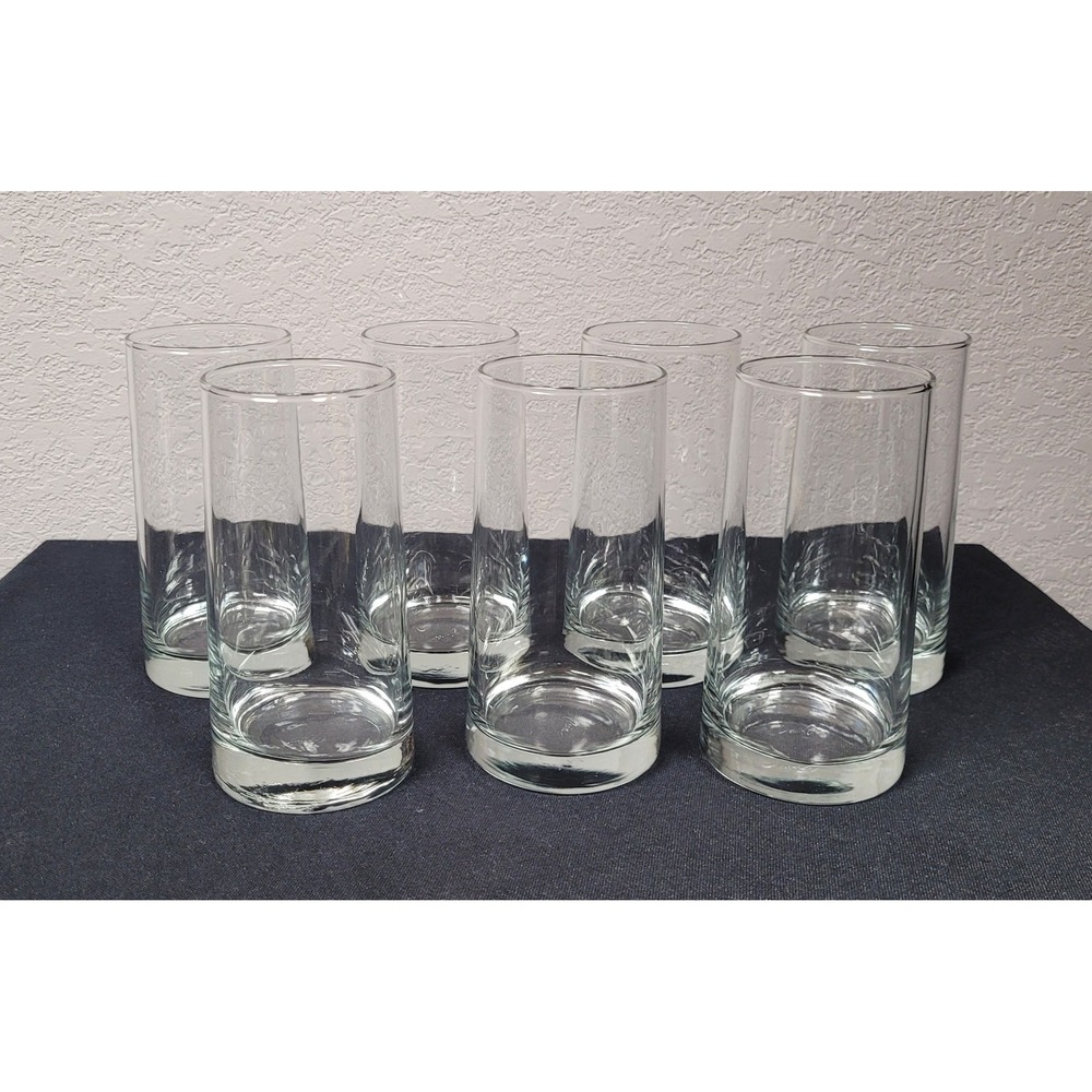 Vintage Crisa Conique Tapered Highball Glasses 6" Heavy Base Set of 7 Mexico